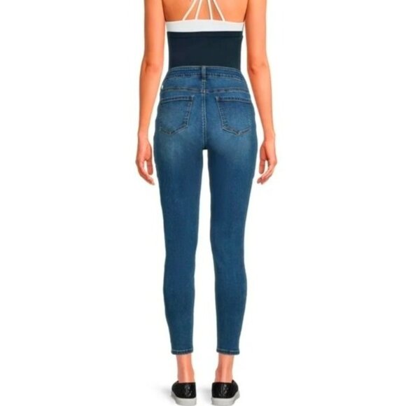 (6 for $25) Time & Tru Over the Belly Skinny Maternity Jeans in Medium Wash -20 - Picture 2 of 8
